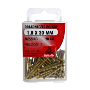 Draadnagels bolkop 1.2mm x 15 mm messing ca.45 gr.