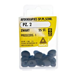 Afdekkapjes sp.pl.schr. Pz. 2 zwart 25 st.