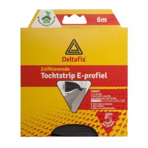 Tochtstrip e-profiel epdm 6 m 9 mm x 4 mm zwart