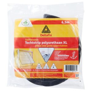 Tochtstrip p.u. Schuim 6,5 m 17 mm x 17 mm grijs 2 x 3,25m