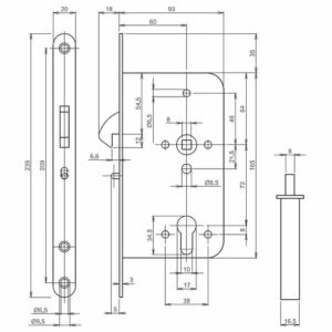 MAUER 3235 PZW 60MM RVS SCHUIFDEURVOORPLAAT235X20MM-U-ROESTVRIJSTAAL