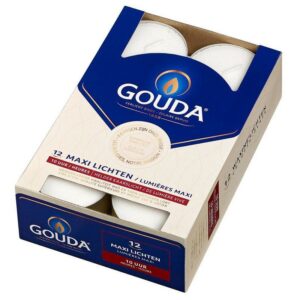 Gouda waxinelicht maxi 10 uur box 12 wit